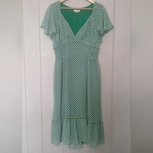 Maxi Studio Green Patterned Dress Size Medium